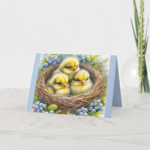 Easter Springtime Greeting Card with Baby Chicks