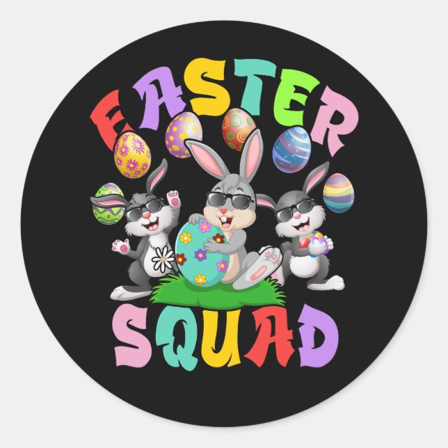 Easter Squad Bunnies Eggs Family Matching Christia Classic Round Sticker (Front)
