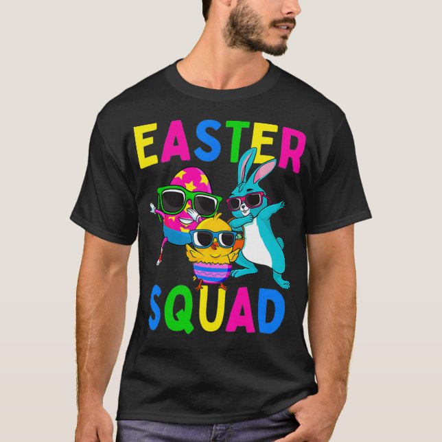 Easter Squad Bunny Chick Colourful Egg Matching T-Shirt (Front)