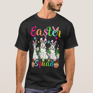 Easter Squad Bunny Ear Alaskan Malamute Dog Happy  T-Shirt