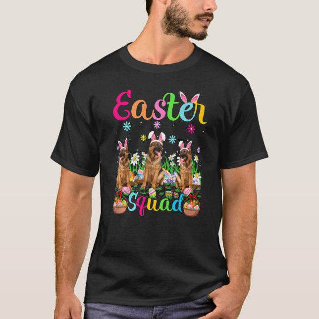 Easter Squad Bunny Ear German Shepherd Dog Happy E T-Shirt (Front)