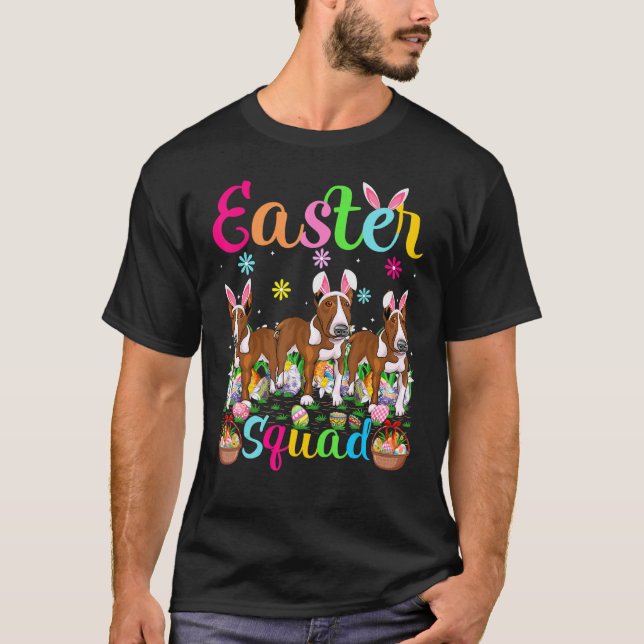 Easter Squad Bunny Ear Rat Terrier Dog Happy Easte T-Shirt (Front)