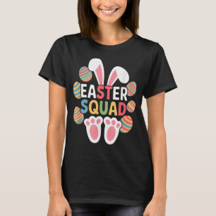 Easter Squad Bunny Ears and Colourful Striped Eggs T-Shirt