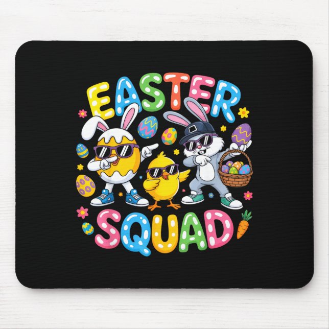 Easter squad bunny egg chick crew matching men mouse pad (Front)