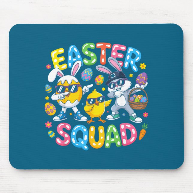 Easter squad bunny egg chick crew matching men mouse pad (Front)