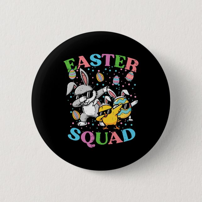 Easter Squad Bunny Egg Chick Dab Crew Matching Men 6 Cm Round Badge (Front)