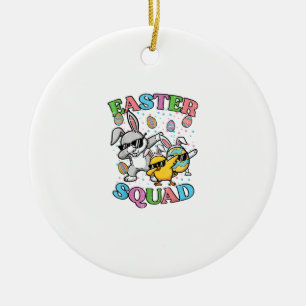 Easter Squad Bunny Egg Chick Dab Crew Matching Men Ceramic Ornament