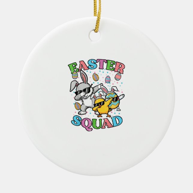 Easter Squad Bunny Egg Chick Dab Crew Matching Men Ceramic Ornament (Front)