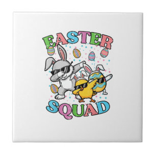 Easter Squad Bunny Egg Chick Dab Crew Matching Men Ceramic Tile