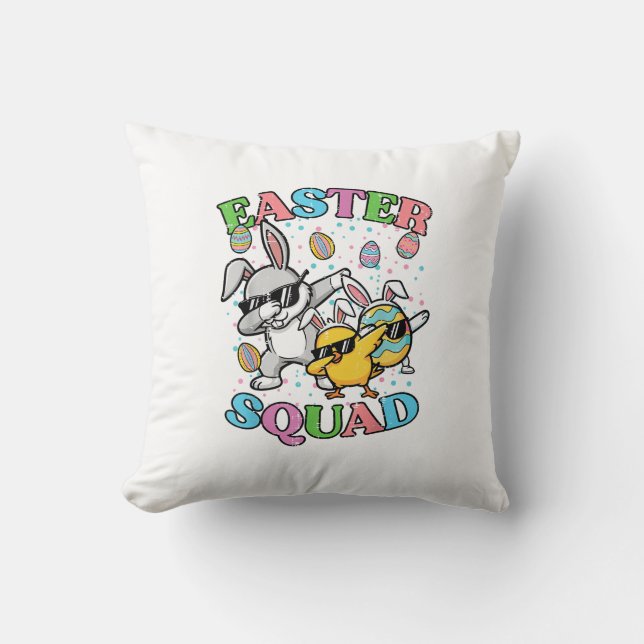 Easter Squad Bunny Egg Chick Dab Crew Matching Men Cushion (Front)