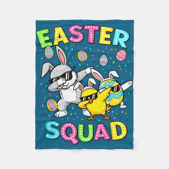 Easter squad bunny egg chick dab crew matching men fleece blanket (Front)