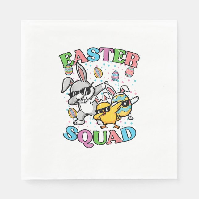 Easter Squad Bunny Egg Chick Dab Crew Matching Men Napkin (Front)