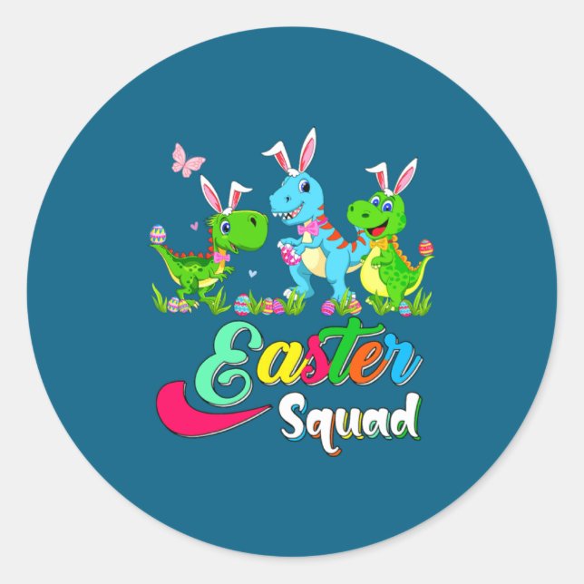 Easter Squad Bunny Rexes Sunglasses Classic Round Sticker (Front)