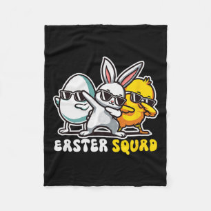 Easter Squad Dabbing Bunny Chick Egg Hunting Match Fleece Blanket
