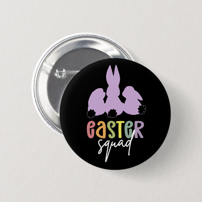 Easter Squad | Easter Egg Hunt Cute Bunny 6 Cm Round Badge (Front & Back)