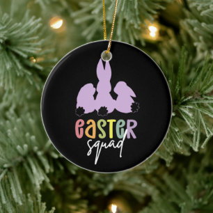 Easter Squad Easter Egg Hunt Cute Bunny Ceramic Ornament