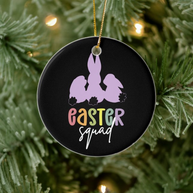Easter Squad | Easter Egg Hunt Cute Bunny  Ceramic Ornament (Tree)