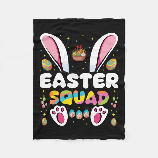 Easter Squad Egg Hunting Bunny Group Matching  Fleece Blanket (Front)