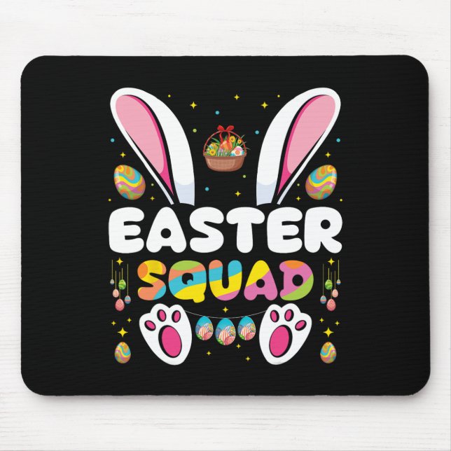 Easter Squad Egg Hunting Bunny Group Matching  Mouse Pad (Front)