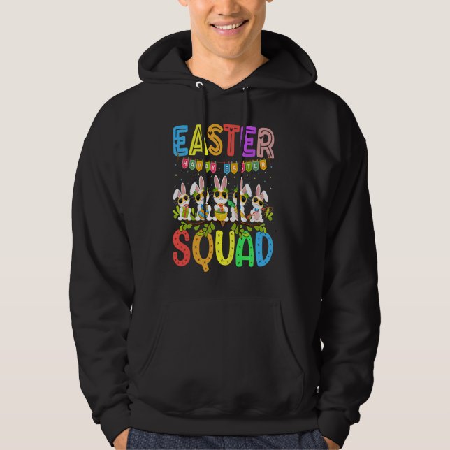 Easter Squad Leopard Easter Bunny Egg Hunt Kids Bo Hoodie (Front)