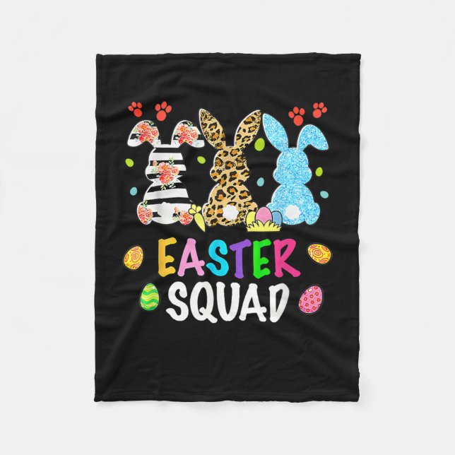 Easter Squad Leopard Happy Easter Day Bunny Rabbit Fleece Blanket (Front)