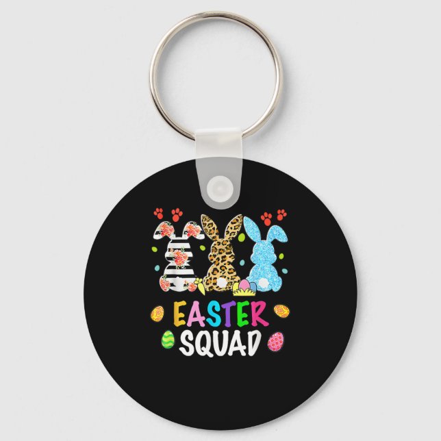 Easter Squad Leopard Happy Easter Day Bunny Rabbit Key Ring (Front)