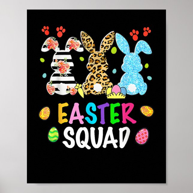 Easter Squad Leopard Happy Easter Day Bunny Rabbit Poster (Front)