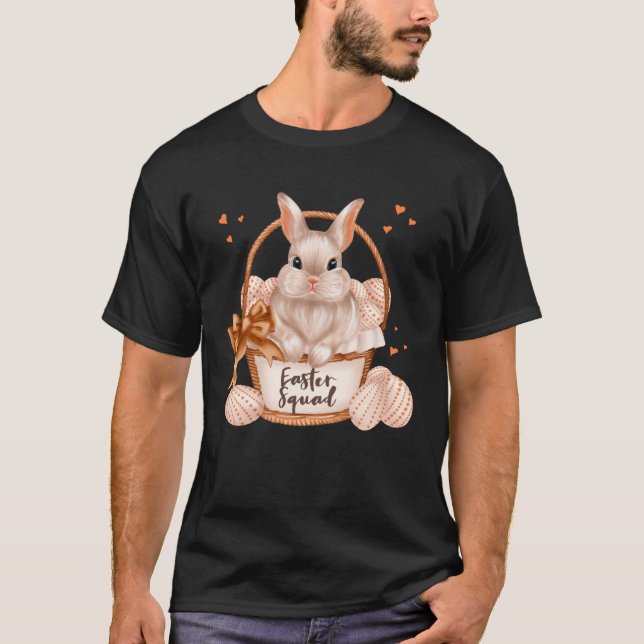 Easter Squad Pastel Rabbit Cute Bunny Basket Eggs T-Shirt (Front)