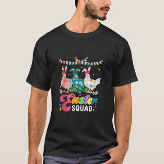 Easter Squad Three Floral Bunny Chickens Bow Tie E T-Shirt
