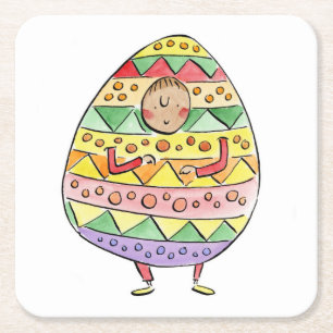Easter Square Paper Coaster