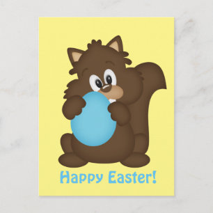 Easter squirrel Holiday greeting postcard