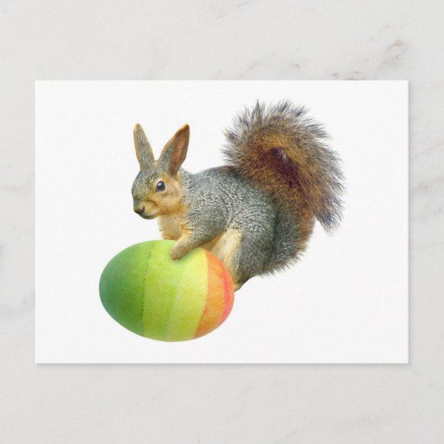 Easter Squirrel with  Rainbow Egg Postcard (Front)