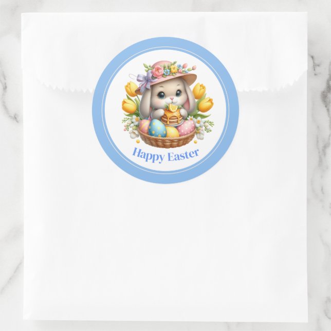 Easter Stickers-Bunny Classic Round Sticker (Bag)