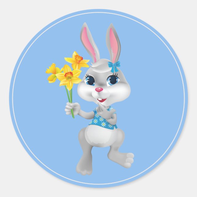 Easter Stickers-Bunny Classic Round Sticker (Front)