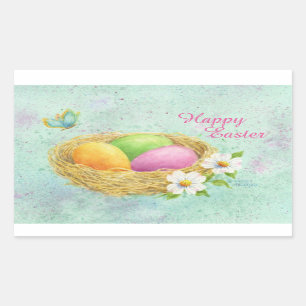 Easter Stickers Coloured Eggs in Nest