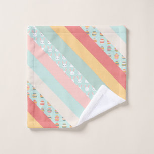 Easter Stripes in Bunnies and Eggs Wash Cloth