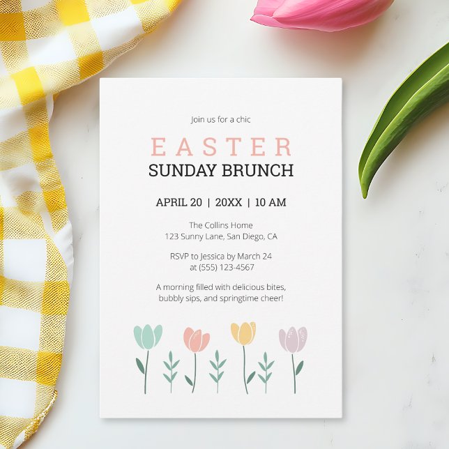 Easter Sunday Brunch Modern Floral Cute Botanical Invitation (Easter Sunday Brunch Modern Floral Cute Botanical Invitation)