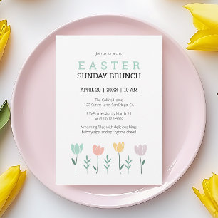 Easter Sunday Brunch Modern Floral Green Botanical Invitation