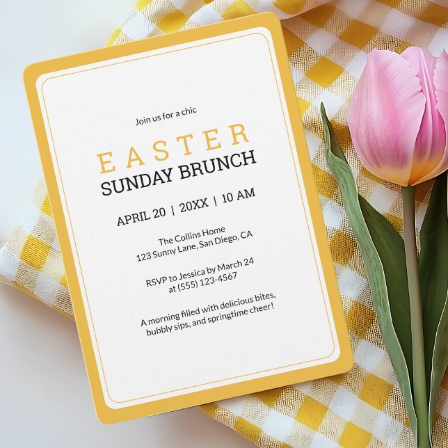 Easter Sunday Brunch Modern Yellow Elegant Floral Invitation (Easter Sunday Brunch Modern Yellow Elegant Floral Invitation)