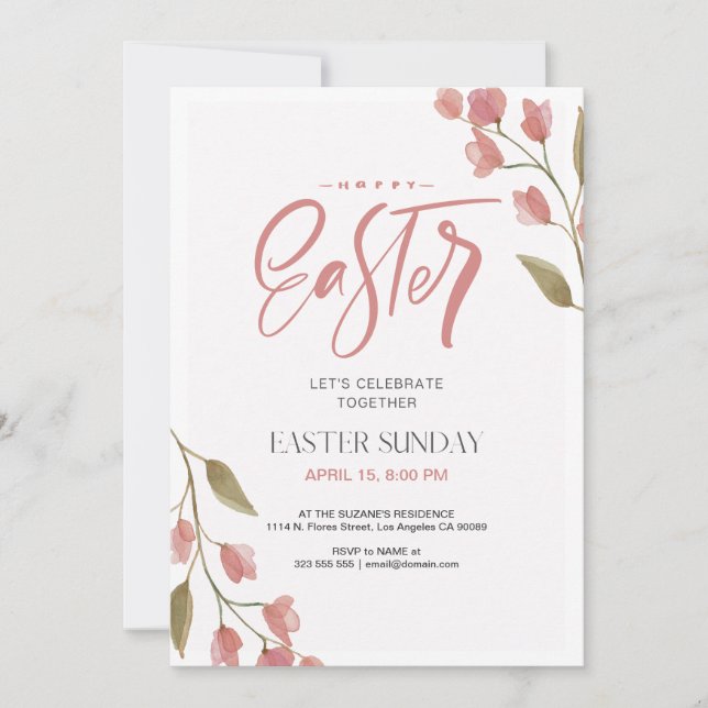 Easter Sunday Celebration Spring Flowers Invitation (Front)