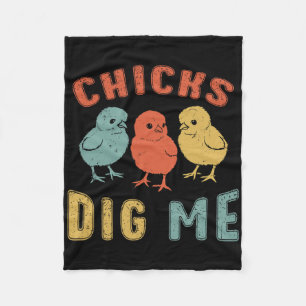 Easter Sunday Chicks Dig Me Funny Boy Chicken Love Fleece Blanket