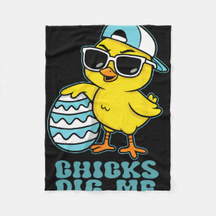 Easter Sunday Chicks Dig Me Funny Chicken Lover Bo Fleece Blanket