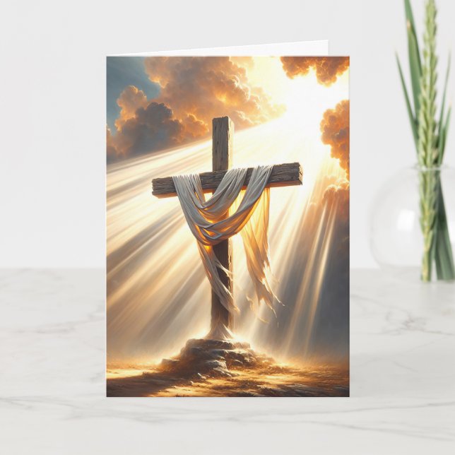Easter Sunday Cross and Sunbeams Card (Front)