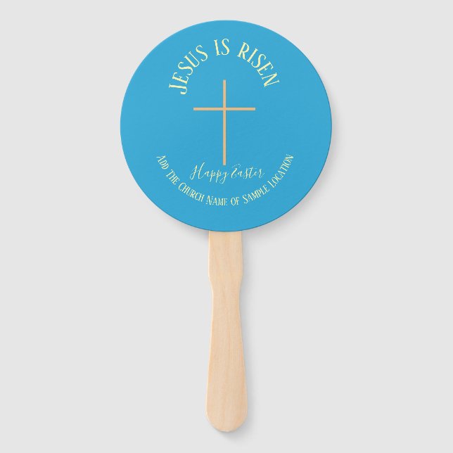 Easter Sunday Spring Blue Colour Church Service  Hand Fan (Front)
