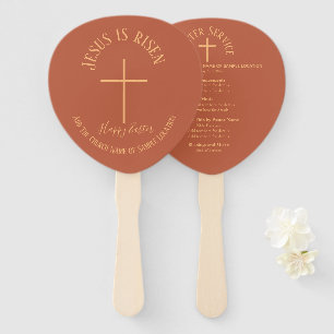 Easter Sunday Terracotta Colour Church Service Hand Fan