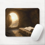 Easter Sunlight In an Empty Tomb Mouse Pad<br><div class="desc">An empty tomb with an open entrance lets sunlight pour in, illuminating a stone slab that holds neatly folded burial shrouds</div>
