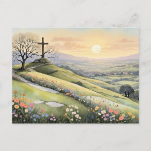 Easter sunrise art illustration holiday postcard