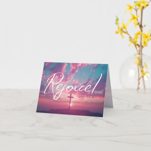 Easter Sunrise Scene with Cross Silhouette  Card (Yellow Flower)