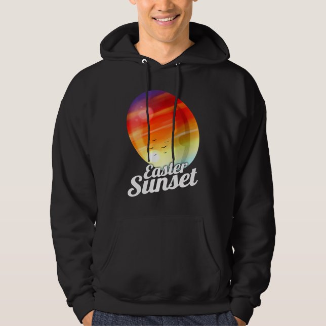 Easter Sunset Painted Easter Egg For Egg Hunt On E Hoodie (Front)