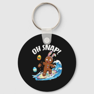 Easter Surfing Gingerbread Man Oh Snap Broken Arm Key Ring